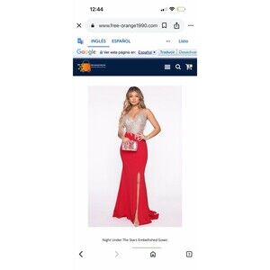 Fashion Nova Women’s Night Under The Stars Embellished Gown Dresses Red Size L